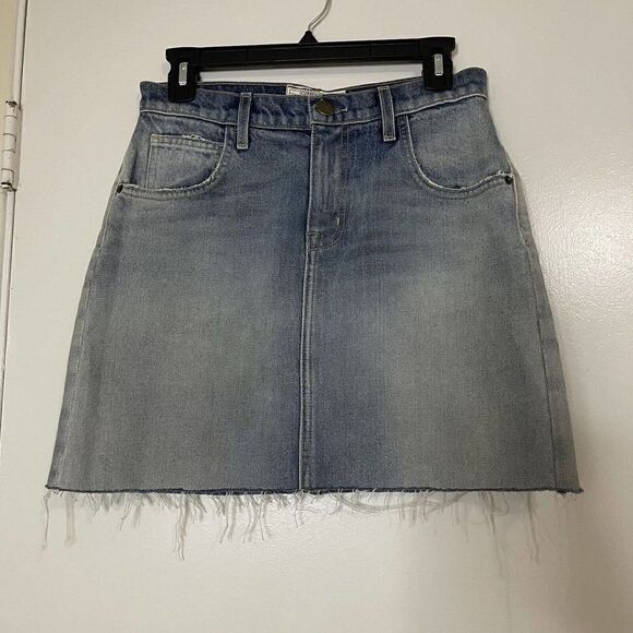 CURRENT/ELLIOTT denim light wash blue mini skirt raw edge size US 25 - Picture 1 of 4
